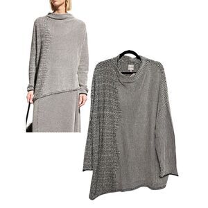 Nic + Zoe Pixel Asymmetric Turtleneck Black White Multi Texture Sweater 3X NEW